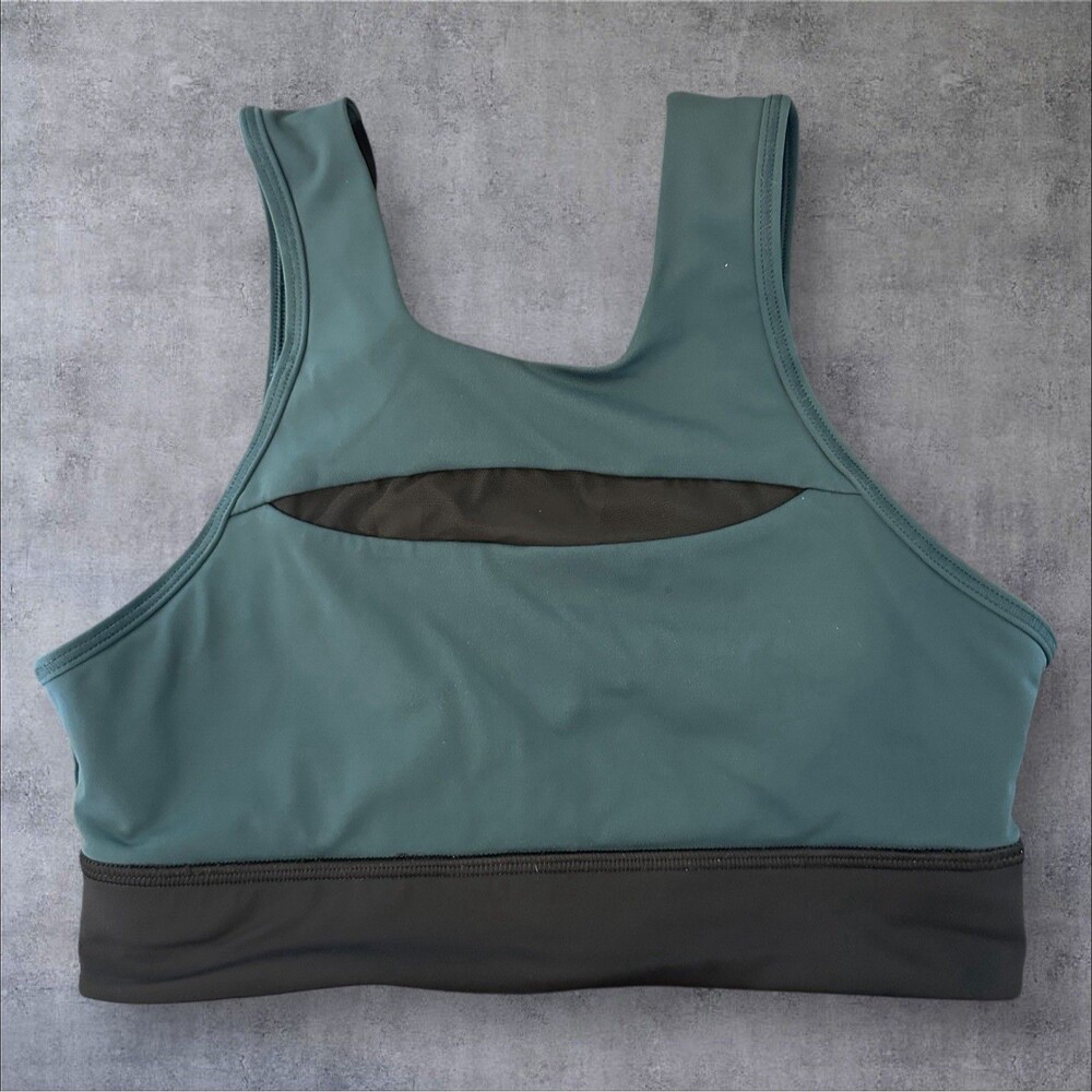 Lululemon Run The Day Bra Submarine Black Mesh‎ Nulux Long Line Size 4